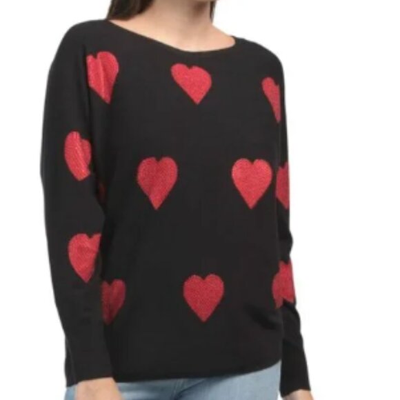 Liv Milano Bling Dolman Heart Sweater NWT - Picture 1 of 8